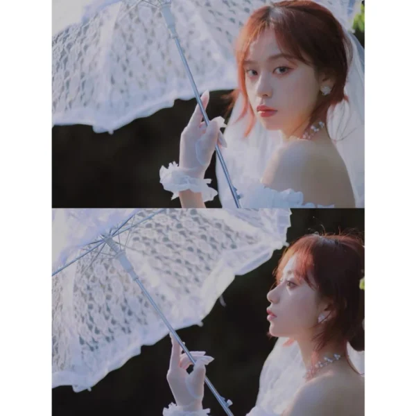 ร่มลูกไม้แฟนซีสีขาว สำหรับพร็อพถ่ายรูป ตกแต่ง